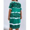 imageSOLY HUX Womens Plus Size Leopard Print V Neck Short Sleeve T Shirt Dress Summer Short DressesGreen Print