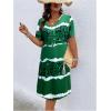 imageSOLY HUX Womens Plus Size Leopard Print V Neck Short Sleeve T Shirt Dress Summer Short DressesGreen Printed