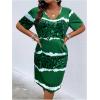 imageSOLY HUX Womens Plus Size Leopard Print V Neck Short Sleeve T Shirt Dress Summer Short DressesGreen Printed