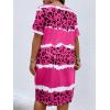 imageSOLY HUX Womens Plus Size Leopard Print V Neck Short Sleeve T Shirt Dress Summer Short DressesHotpink Print