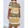 imageSOLY HUX Womens Plus Size Leopard Print V Neck Short Sleeve T Shirt Dress Summer Short DressesKhaki Print