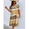imageSOLY HUX Womens Plus Size Leopard Print V Neck Short Sleeve T Shirt Dress Summer Short DressesKhaki Print