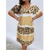 imageSOLY HUX Womens Plus Size Leopard Print V Neck Short Sleeve T Shirt Dress Summer Short DressesKhaki Print