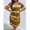 imageSOLY HUX Womens Plus Size Leopard Print V Neck Short Sleeve T Shirt Dress Summer Short DressesMulti Print