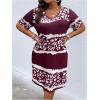 imageSOLY HUX Womens Plus Size Leopard Print V Neck Short Sleeve T Shirt Dress Summer Short DressesMulticoloured Leopard