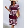 imageSOLY HUX Womens Plus Size Leopard Print V Neck Short Sleeve T Shirt Dress Summer Short DressesMulticoloured Leopard