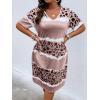 imageSOLY HUX Womens Plus Size Leopard Print V Neck Short Sleeve T Shirt Dress Summer Short DressesMulticoloured Printed