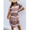 imageSOLY HUX Womens Plus Size Leopard Print V Neck Short Sleeve T Shirt Dress Summer Short DressesMulticoloured Printed