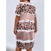 imageSOLY HUX Womens Plus Size Leopard Print V Neck Short Sleeve T Shirt Dress Summer Short DressesMulticoloured Printed