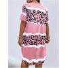 imageSOLY HUX Womens Plus Size Leopard Print V Neck Short Sleeve T Shirt Dress Summer Short DressesPink Printed