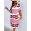 imageSOLY HUX Womens Plus Size Leopard Print V Neck Short Sleeve T Shirt Dress Summer Short DressesPink Printed