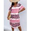 imageSOLY HUX Womens Plus Size Leopard Print V Neck Short Sleeve T Shirt Dress Summer Short DressesPink Printed