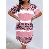 imageSOLY HUX Womens Plus Size Leopard Print V Neck Short Sleeve T Shirt Dress Summer Short DressesPink Printed