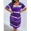 imageSOLY HUX Womens Plus Size Leopard Print V Neck Short Sleeve T Shirt Dress Summer Short DressesPurple Print