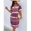imageSOLY HUX Womens Plus Size Leopard Print V Neck Short Sleeve T Shirt Dress Summer Short DressesRed Violet Print