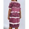 imageSOLY HUX Womens Plus Size Leopard Print V Neck Short Sleeve T Shirt Dress Summer Short DressesRed Violet Print