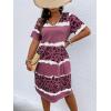 imageSOLY HUX Womens Plus Size Leopard Print V Neck Short Sleeve T Shirt Dress Summer Short DressesRed Violet Print