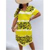 imageSOLY HUX Womens Plus Size Leopard Print V Neck Short Sleeve T Shirt Dress Summer Short DressesYellow Print