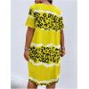 imageSOLY HUX Womens Plus Size Leopard Print V Neck Short Sleeve T Shirt Dress Summer Short DressesYellow Print