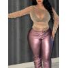 imageSOLY HUX Womens Plus Size T Shirts See Through Sheer Tops Off The Shoulder Long Sleeve Sexy Sparkly TeePlain Khaki
