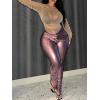 imageSOLY HUX Womens Plus Size T Shirts See Through Sheer Tops Off The Shoulder Long Sleeve Sexy Sparkly TeePlain Khaki