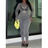 imageSOLY HUX Womens Plus Size T Shirts See Through Sheer Tops Off The Shoulder Long Sleeve Sexy Sparkly TeeSolid Silver