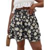 imageSOLY HUX Womens Plus Size Ditsy Floral Print Shirred Elastic High Waisted Wide Leg ShortsBlack