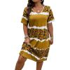 imageSOLY HUX Womens Plus Size Leopard Print V Neck Short Sleeve T Shirt Dress Summer Short DressesMulti Print