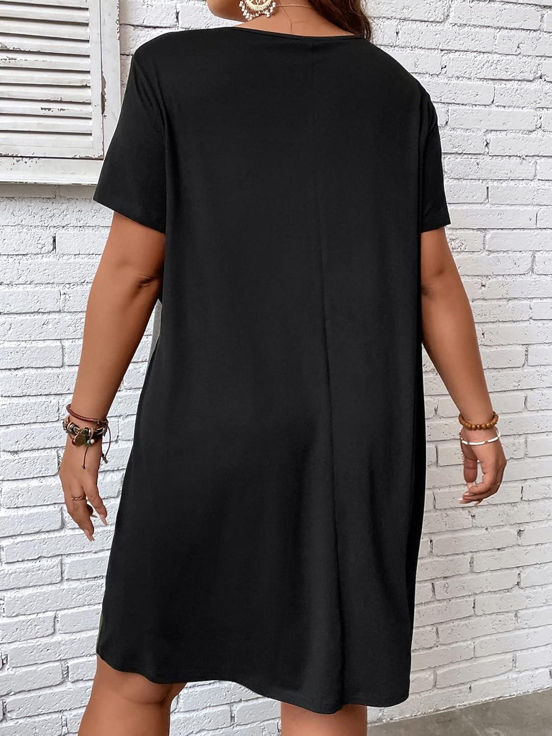 imageSOLY HUX Womens Plus Size Dress Color Block Short Sleeve T Shirt Dress Casual Summer DressesMulti Colorblock