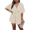 imageSOLY HUX Womens Plus Size Allover Print Romper V Neck Wrap Half Sleeve Belted Summer Short JumpsuitApricot Printed