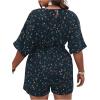 imageSOLY HUX Womens Plus Size Allover Print Romper V Neck Wrap Half Sleeve Belted Summer Short JumpsuitDark Blue Print