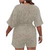imageSOLY HUX Womens Plus Size Allover Print Romper V Neck Wrap Half Sleeve Belted Summer Short JumpsuitLight Grey Print