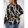 imageSOLY HUX Womens Plus Size Allover Printed Notched V Neck Long Sleeve Casual Blouse TopsBlack Print