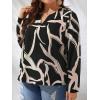 imageSOLY HUX Womens Plus Size Allover Printed Notched V Neck Long Sleeve Casual Blouse TopsBlack Print
