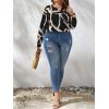 imageSOLY HUX Womens Plus Size Allover Printed Notched V Neck Long Sleeve Casual Blouse TopsBlack Print