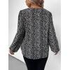 imageSOLY HUX Womens Plus Size Allover Printed Notched V Neck Long Sleeve Casual Blouse TopsBlack and White Print