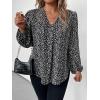 imageSOLY HUX Womens Plus Size Allover Printed Notched V Neck Long Sleeve Casual Blouse TopsBlack and White Print