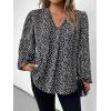 imageSOLY HUX Womens Plus Size Allover Printed Notched V Neck Long Sleeve Casual Blouse TopsBlack and White Print