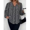 imageSOLY HUX Womens Plus Size Allover Printed Notched V Neck Long Sleeve Casual Blouse TopsBlack and White Print