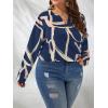 imageSOLY HUX Womens Plus Size Allover Printed Notched V Neck Long Sleeve Casual Blouse TopsBlue Print