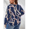 imageSOLY HUX Womens Plus Size Allover Printed Notched V Neck Long Sleeve Casual Blouse TopsBlue Print