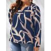 imageSOLY HUX Womens Plus Size Allover Printed Notched V Neck Long Sleeve Casual Blouse TopsBlue Print