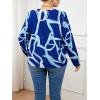 imageSOLY HUX Womens Plus Size Allover Printed Notched V Neck Long Sleeve Casual Blouse TopsBlue Printed