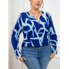 imageSOLY HUX Womens Plus Size Allover Printed Notched V Neck Long Sleeve Casual Blouse TopsBlue Printed