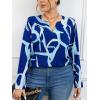 imageSOLY HUX Womens Plus Size Allover Printed Notched V Neck Long Sleeve Casual Blouse TopsBlue Printed