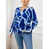 imageSOLY HUX Womens Plus Size Allover Printed Notched V Neck Long Sleeve Casual Blouse TopsBlue Printed