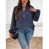imageSOLY HUX Womens Plus Size Allover Printed Notched V Neck Long Sleeve Casual Blouse TopsBlue Printed Multicoloured