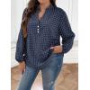 imageSOLY HUX Womens Plus Size Allover Printed Notched V Neck Long Sleeve Casual Blouse TopsBlue Printed Multicoloured