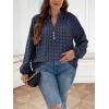 imageSOLY HUX Womens Plus Size Allover Printed Notched V Neck Long Sleeve Casual Blouse TopsBlue Printed Multicoloured
