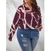 imageSOLY HUX Womens Plus Size Allover Printed Notched V Neck Long Sleeve Casual Blouse TopsBurgundy Print